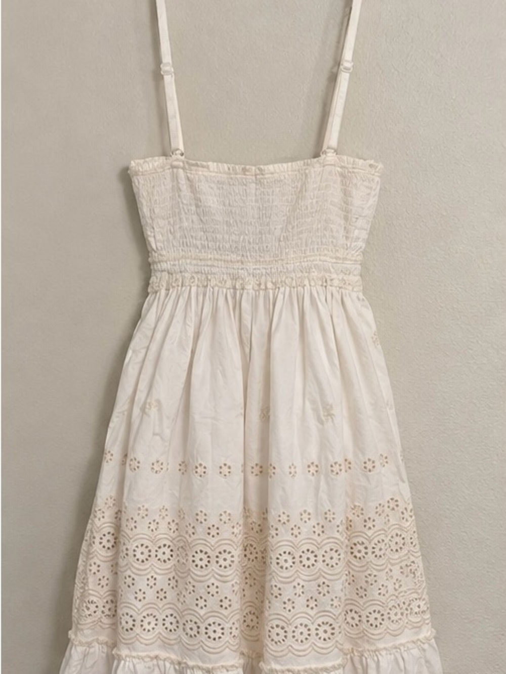 POL Cream Eyelet and Embellshed Mini Dress with Adjustable Spaghetti Straps - Picture 8 of 11